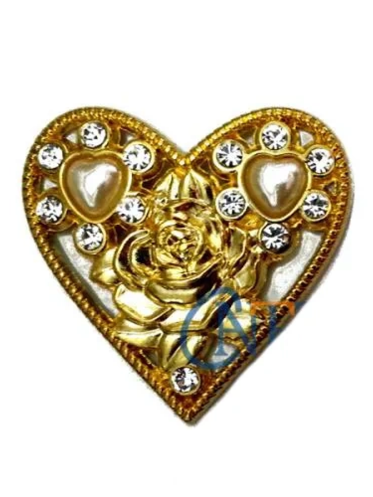 Taşlı Kalp Broş, Kutu, Sandık Süsü - Sarı, 10 Adet