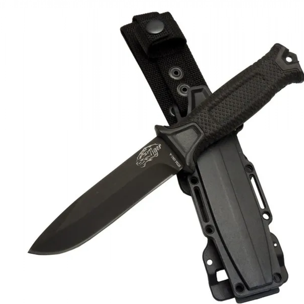 Tiger Tactical Htm 1041 A Siyah Outdoor / Survival Bıçak 27cm - Kauçuk Sap, Kılıflı, Kutulu