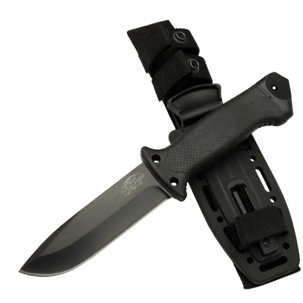 Tiger Tactical Htm 3321 A Siyah Outdoor / Survival Bıçak 27cm - Kauçuk Sap, Kılıflı, Kutulu