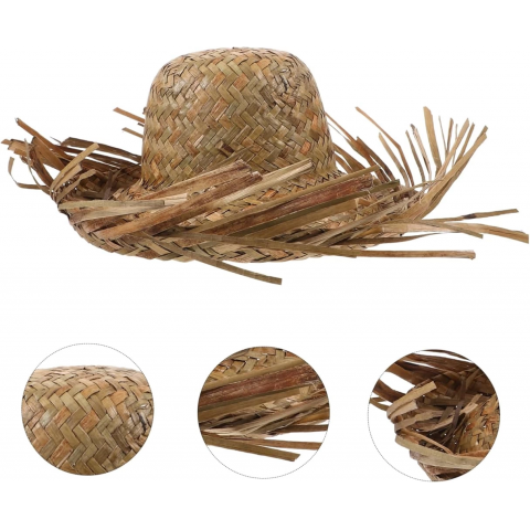 Tropikal Parti Naturel Hasır Hawaii Şapkası 13x36 Cm