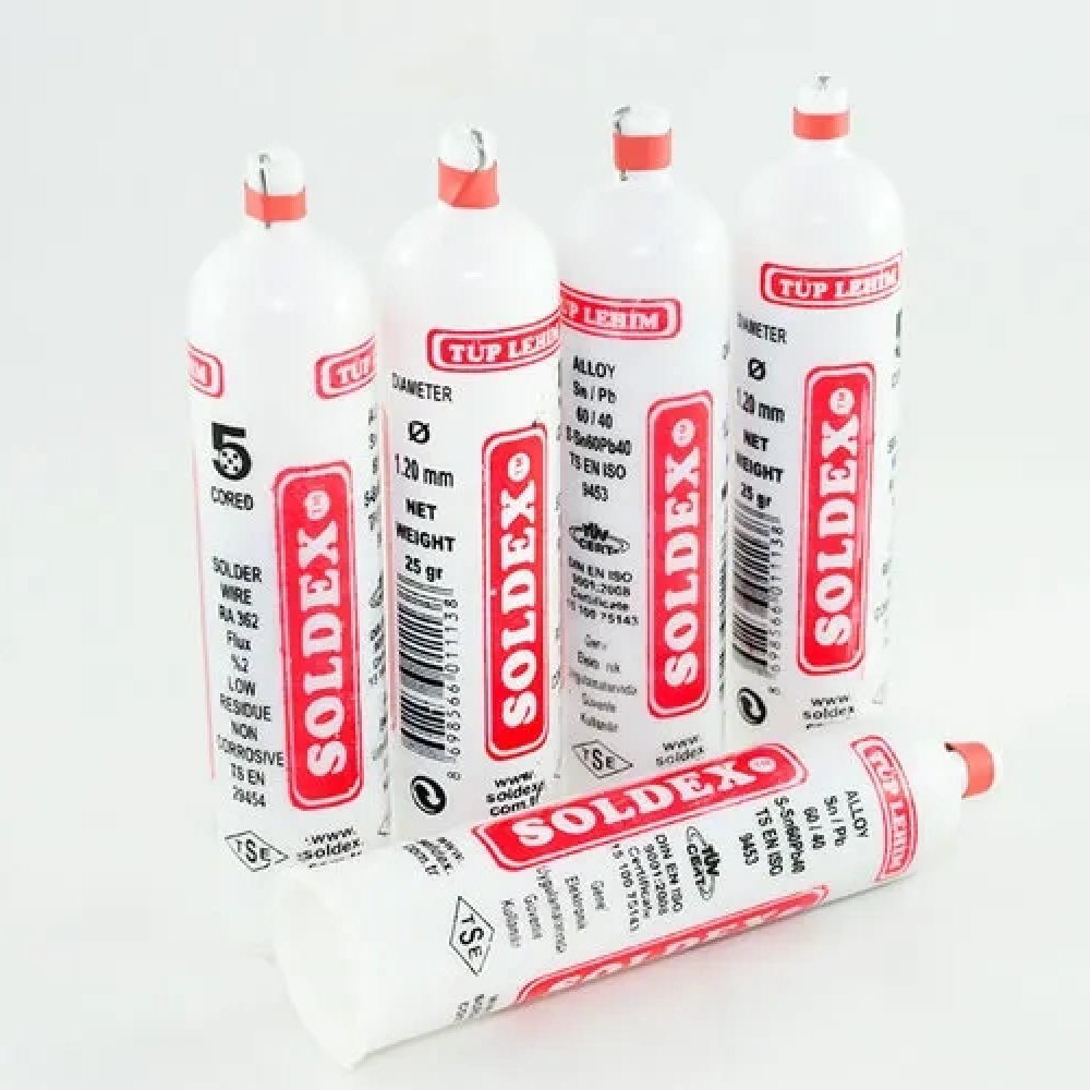 Tüp Lehim 1,2 Mm 25 Gr - 5 Kanallı, Sn:60 / Pb:40