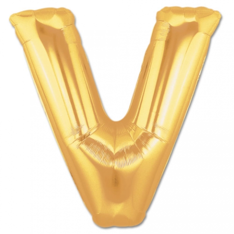 V Harf Folyo Balon Altın Renk  40 İnç