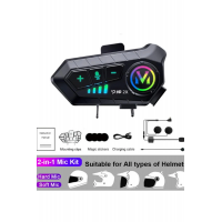 y10 2x Motosiklet Kask İntercom Çift Eşleşme Rgb Işıklı Bluetooth Kulaklık 5,3