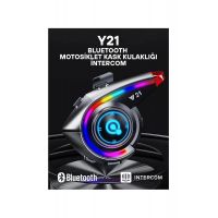 Y21 Rgb Işık Efektli Intercom Bluetooth Motosiklet Kask Kulaklığı Intercom Kulaklık