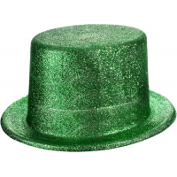 Yeşil Renk Parıltılı Simli Fötr Silindir Parti Şapkası