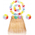 Yetişkin Çocuk Hawaii Parti Seti - 40 Cm Naturel Etek + Çiçek Aksesuarlar (5 Parça)