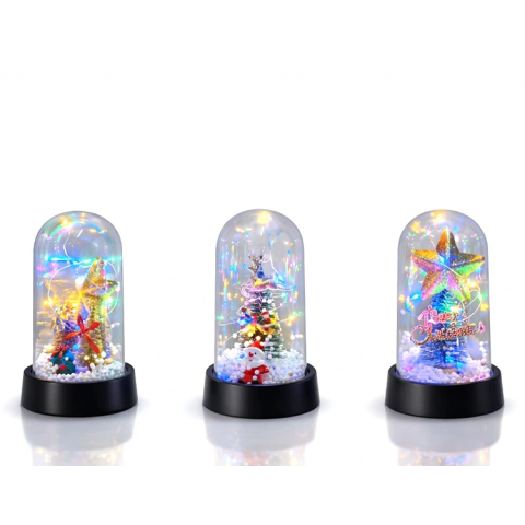 Yılbaşı Temalı Işıklı  Dekoratif Cam Fanus Alk5038