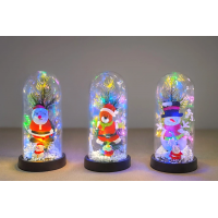 Yılbaşı Temalı Işıklı  Dekoratif Cam Fanus Alk5075