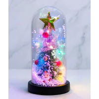 Yılbaşı Temalı Işıklı  Dekoratif Cam Fanus Alk5082