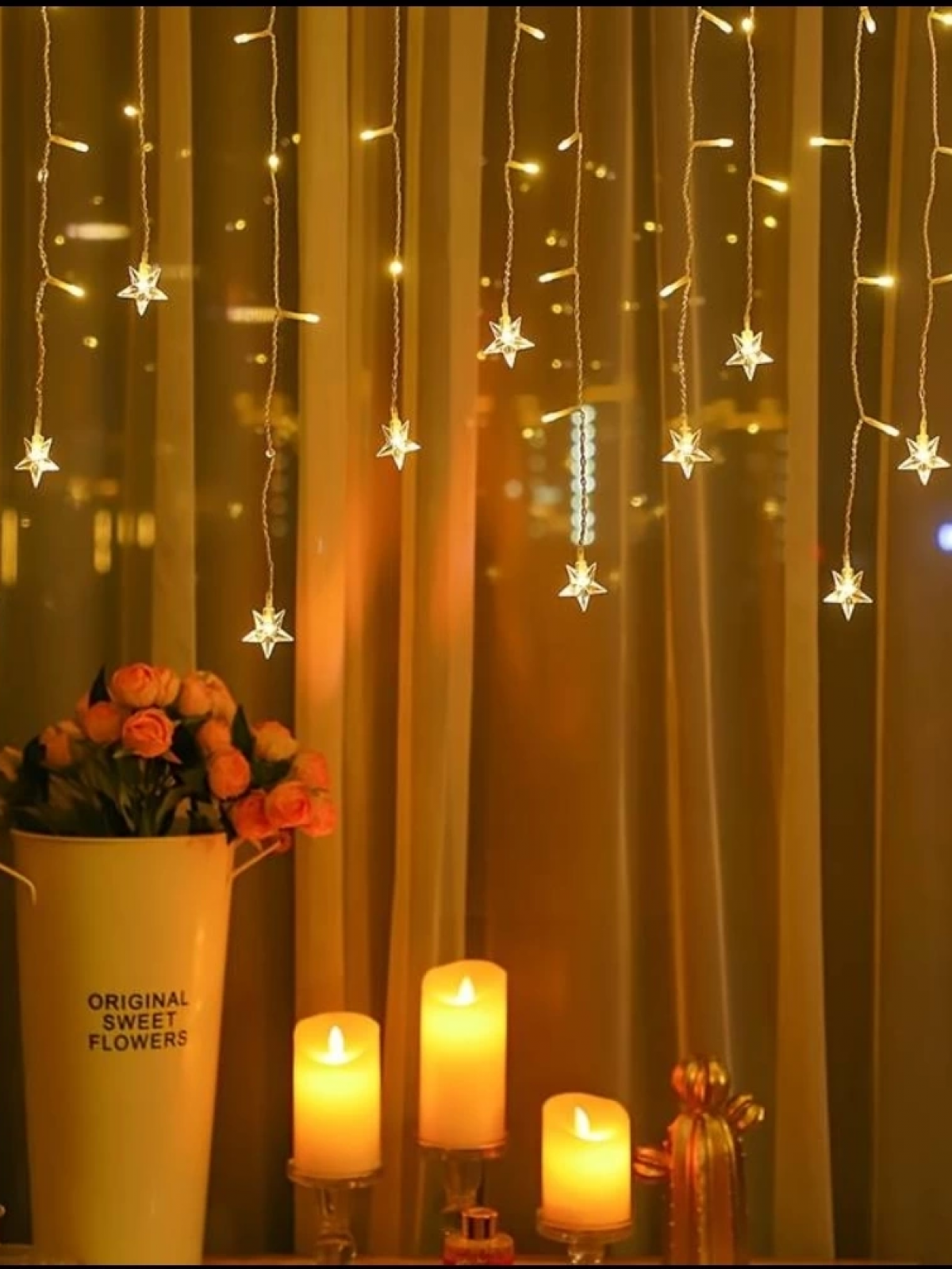 Yıldız 4m 96 Led 19 Saçak 40-50-60cm Gün Işığı Yıldız Boyutu:7cm