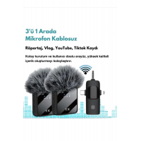 Yüksek Kalite Profesyonel 3 In 1 Kablosuz Taşınabilir Yaka Mikrofonu Tüylü