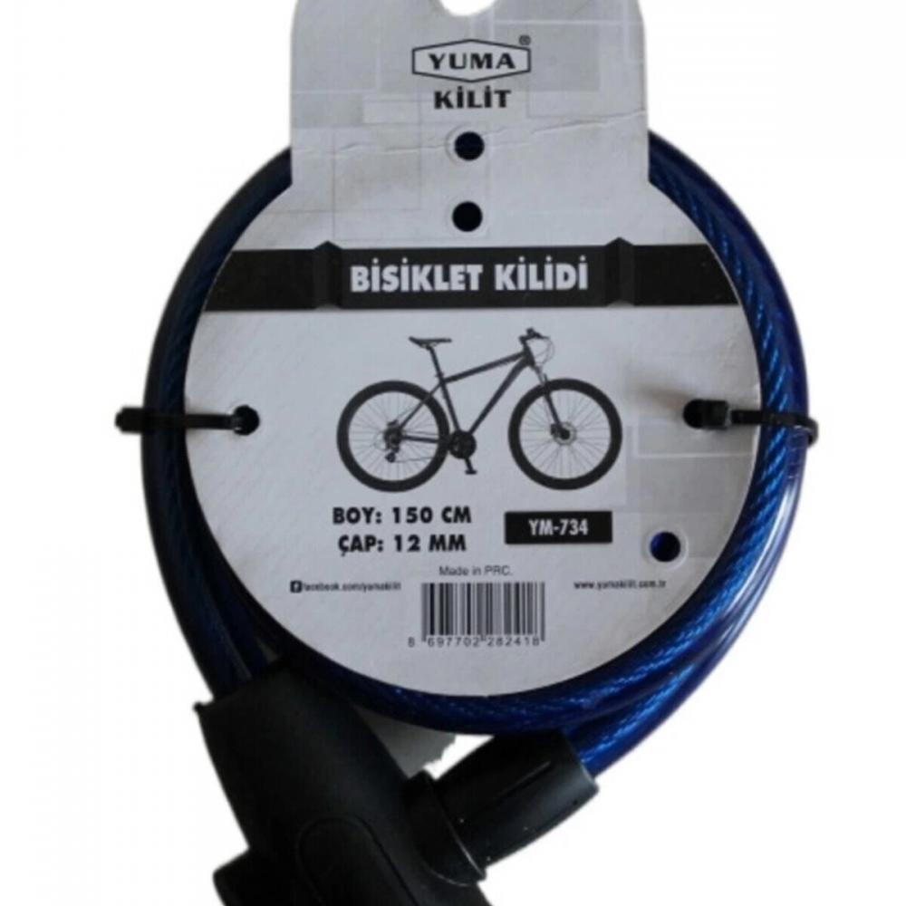 Yuma Ym- 734 150cm  Mavi Bisiklet Kilidi