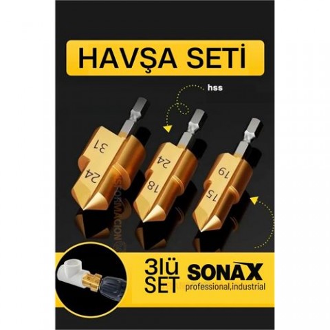 Plastik Boru Kalemtraş Kademeli Boru Açma Pvc Pprc Boru Tamir Delme Genişletme Onarımı İçin 3lü Havşa Seti