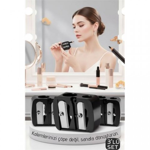 3'lü Profesyonel Çift Bıçaklı Makyaj Kalemi Açacağı - Alman Çeliği Keskinliği & Şeffaf Hazneli 3'lü Profesyonel Çift Bıçaklı Makyaj Kalemi Açacağı - Alman Çeliği Keskinliği & Şeffaf Hazneli
