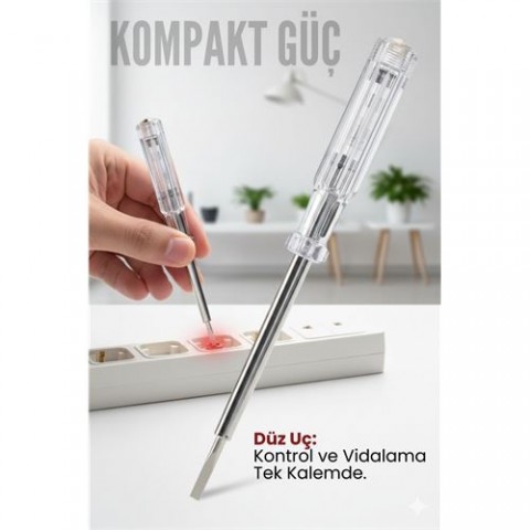 Düz Uçlu Elektrik Kontrol Kalemi Faz Test Cihazı Voltaj Kontrol Anahtarı