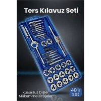 40 Parça Profesyonel Metrik Ters Kılavuz ve Pafta Seti   - Hassas Diş Açma ve Onarım Takımı