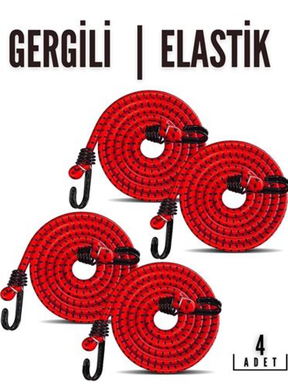 Gergili Bagaj Lastiği 2 Kancalı 4 lü PAKET
