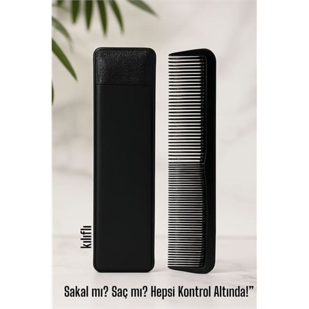 Kılıflı Cep Tarağı – 14 x 3 cm | Kompakt, Şık ve Taşınabilir Erkek Bakım Tarağı