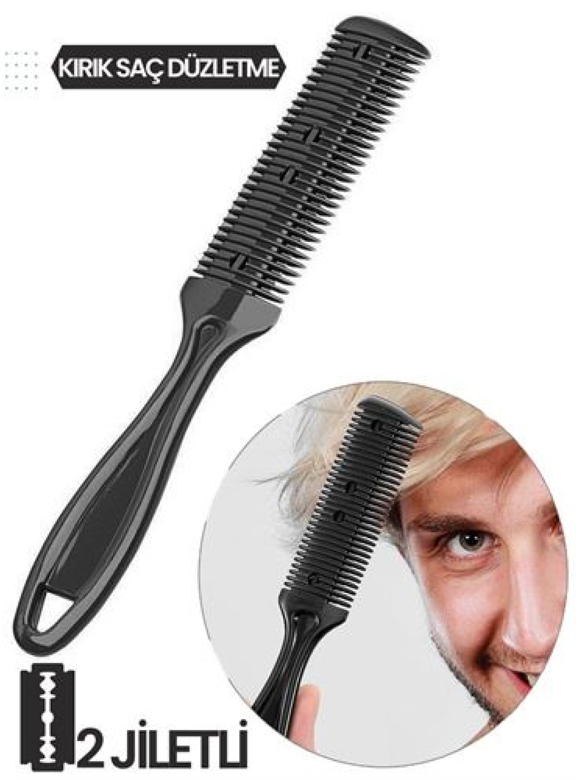 2 Jiletli Kırık Saç Sakal Düzletme İnceltme Tarağı