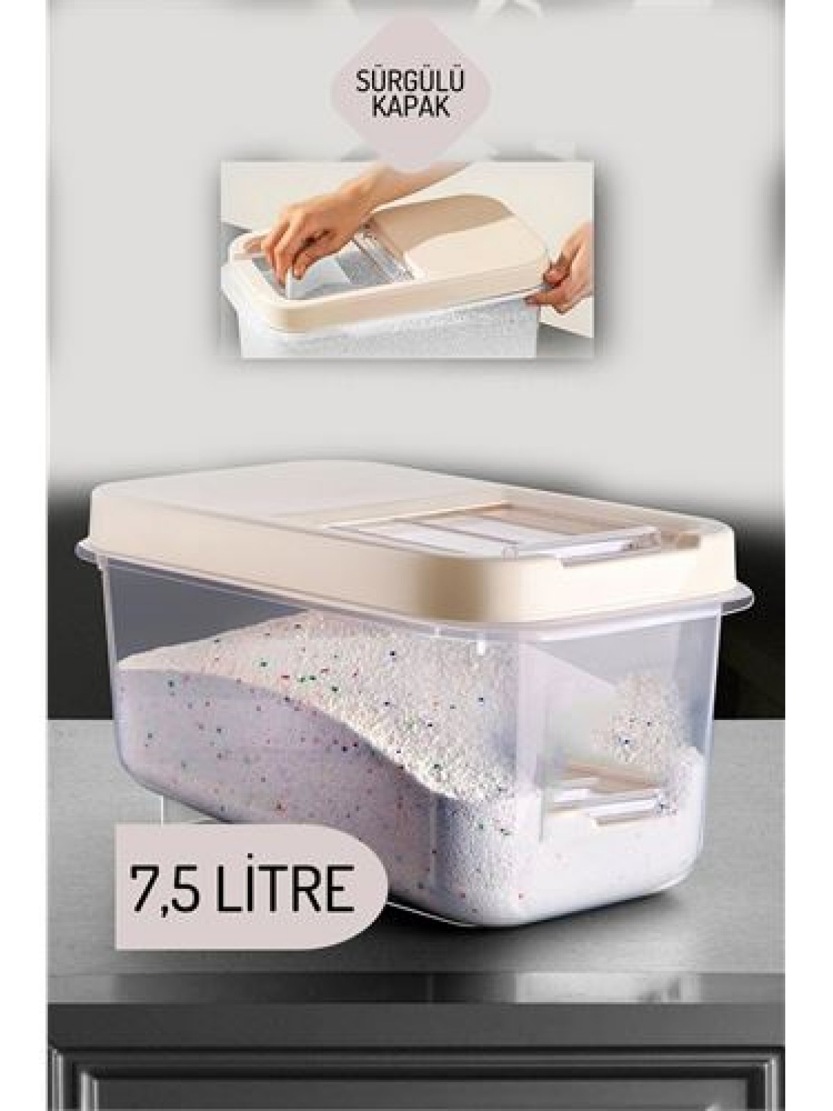 Reagan Tablet ve Deterjan Saklama Kutusu 7.5 lt KREM