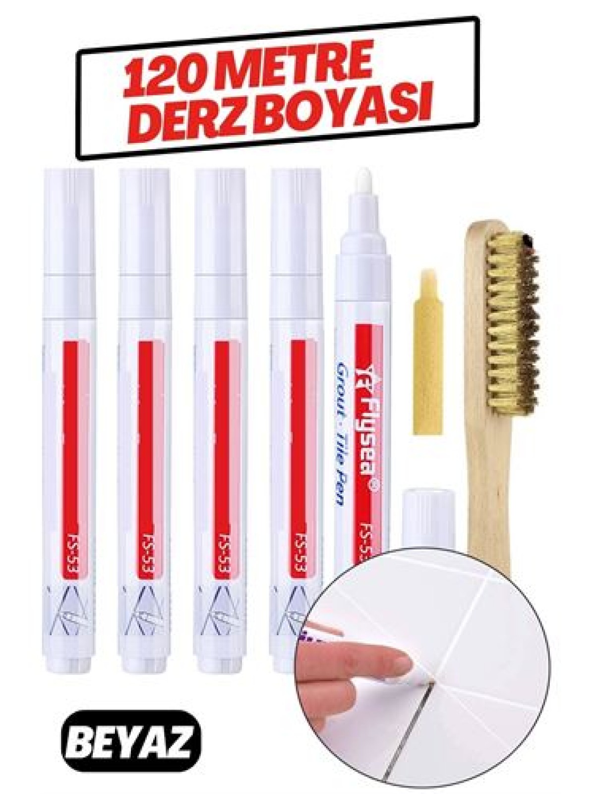 Derz Arası 120 Metre Boyama Rötüş Kalemi BEYAZ