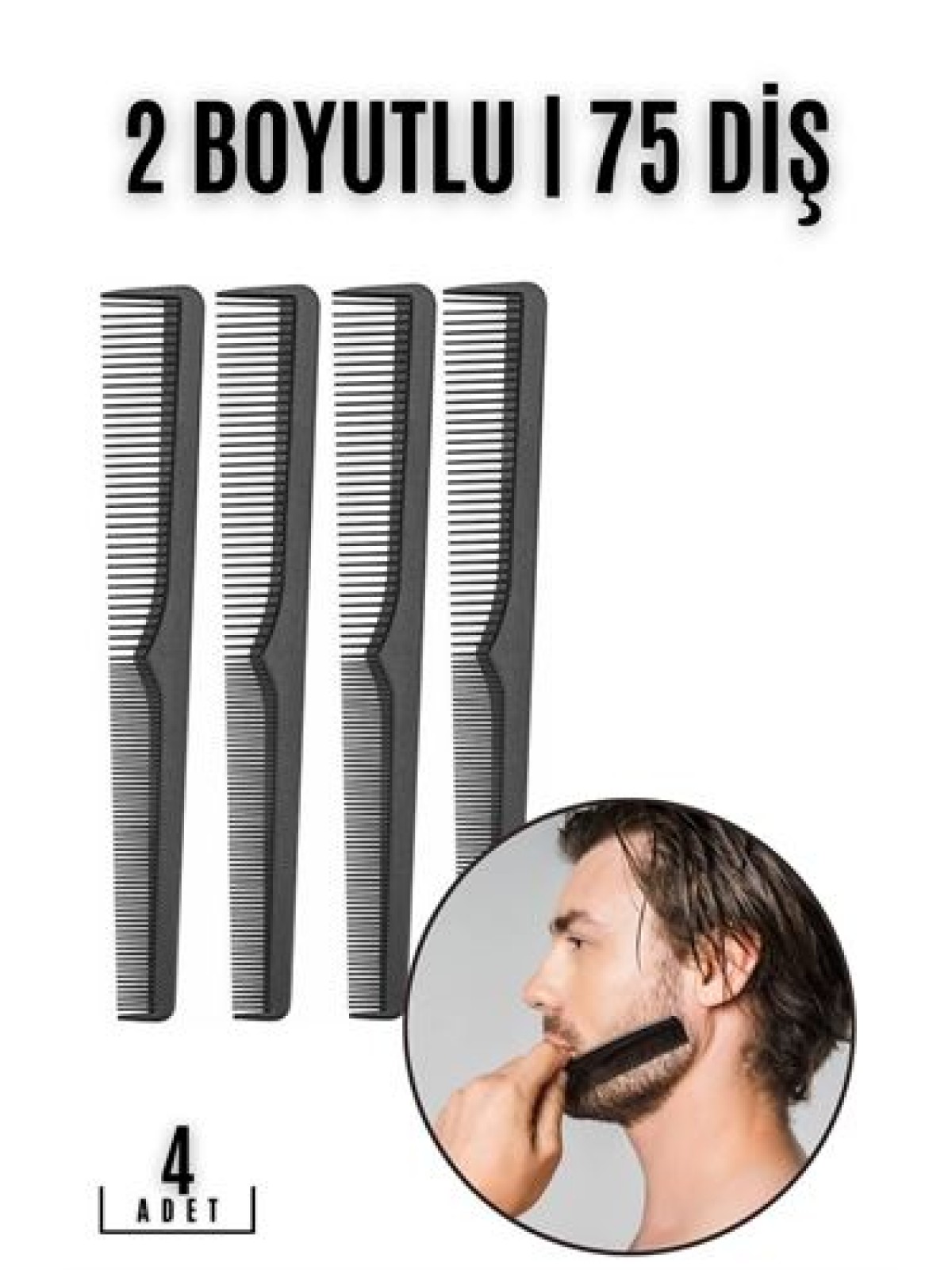 Sakal Bıyık Saç Tarağı 4 lü SET Jess Design