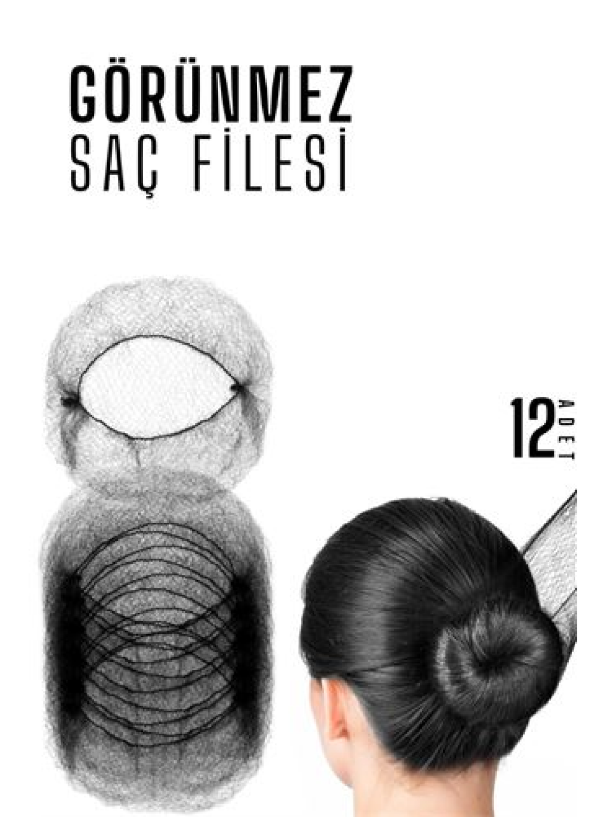 SİYAH Saç Filesi Görünmez 12 ADET
