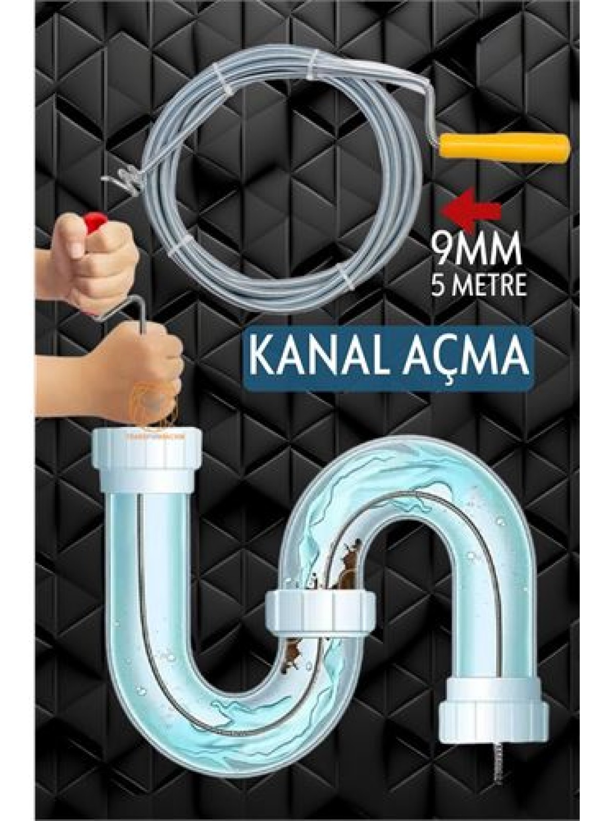 Profesyonel Kanal Açma Sprali  Kanal Gider Tıkanık Açıcı 5 mt