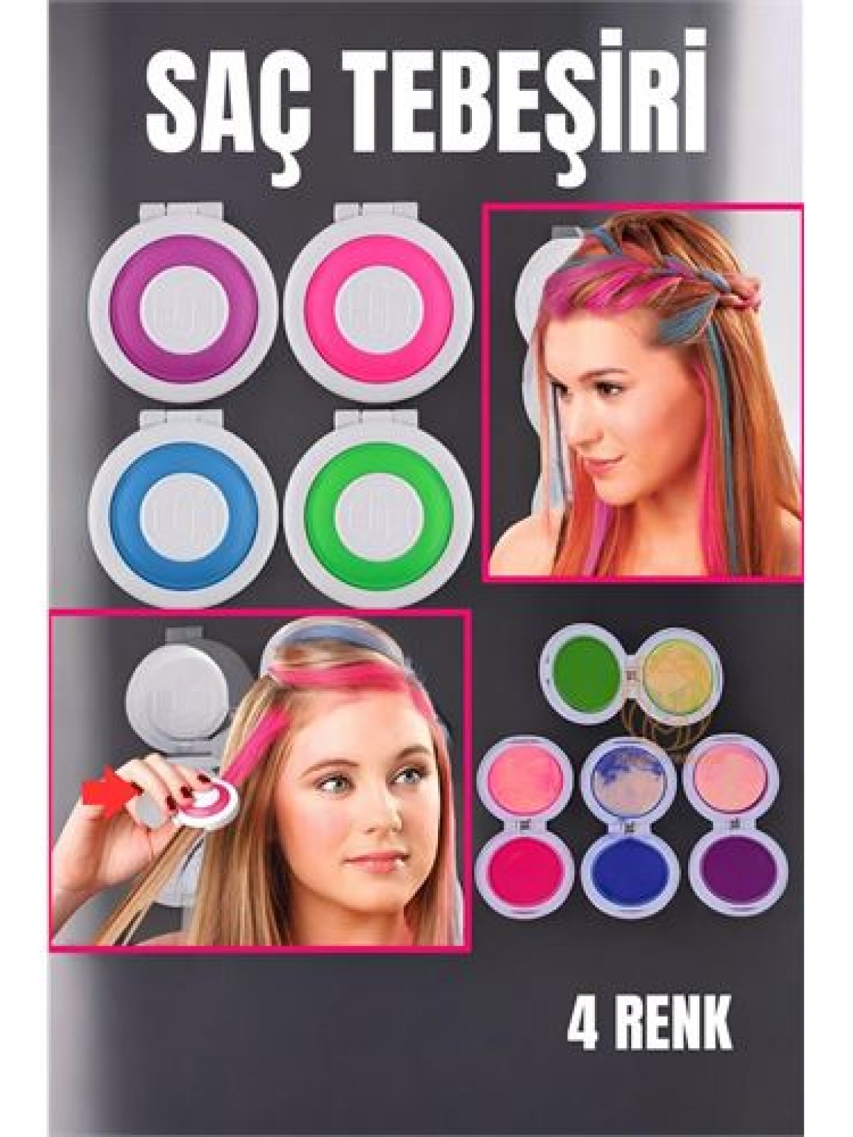 4 Renk Geçici Saç Tebeşir Seti