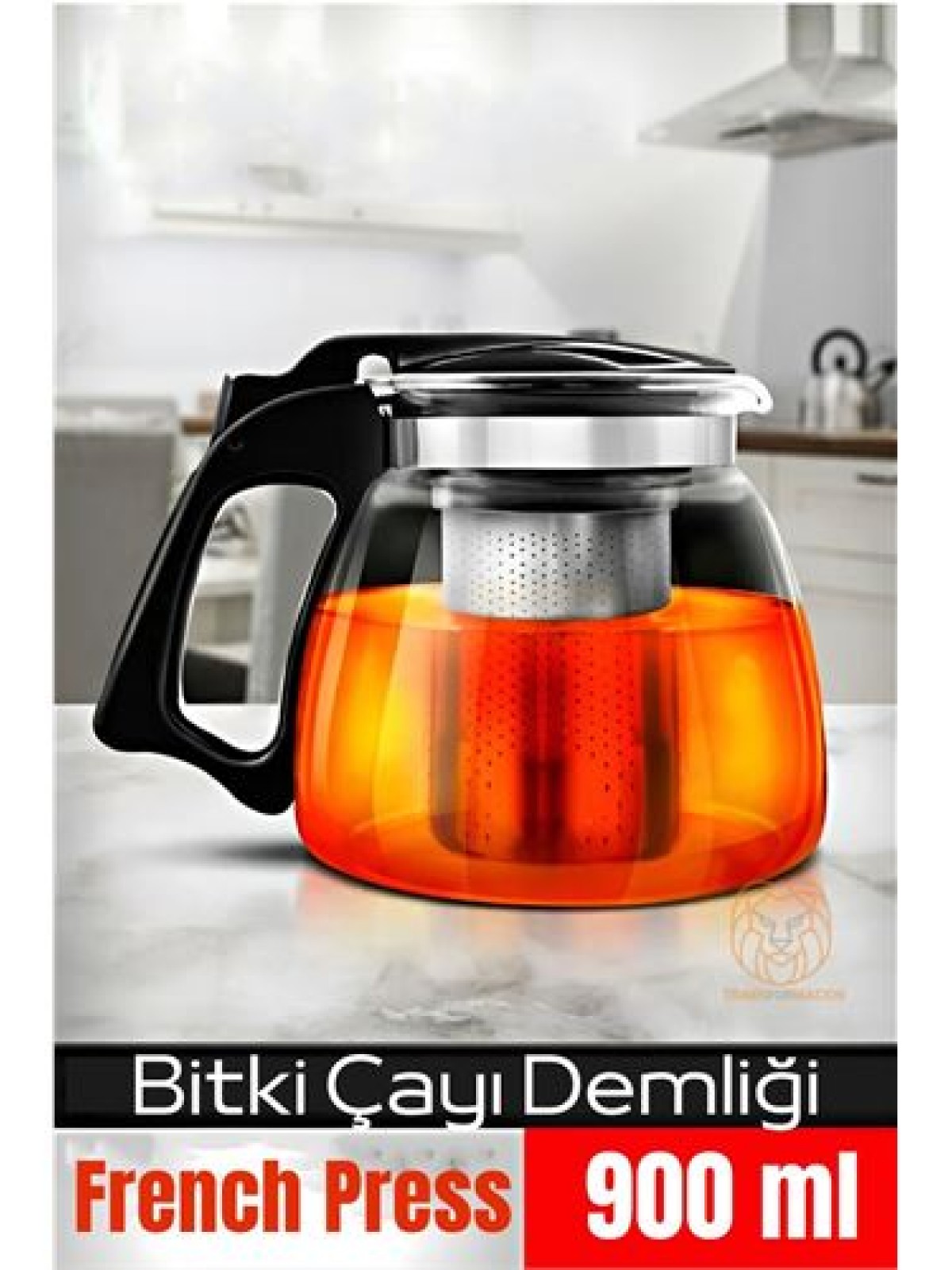 Süzgeçli French Press Cam Demlik 900 Ml Bitki Çayı Demliği