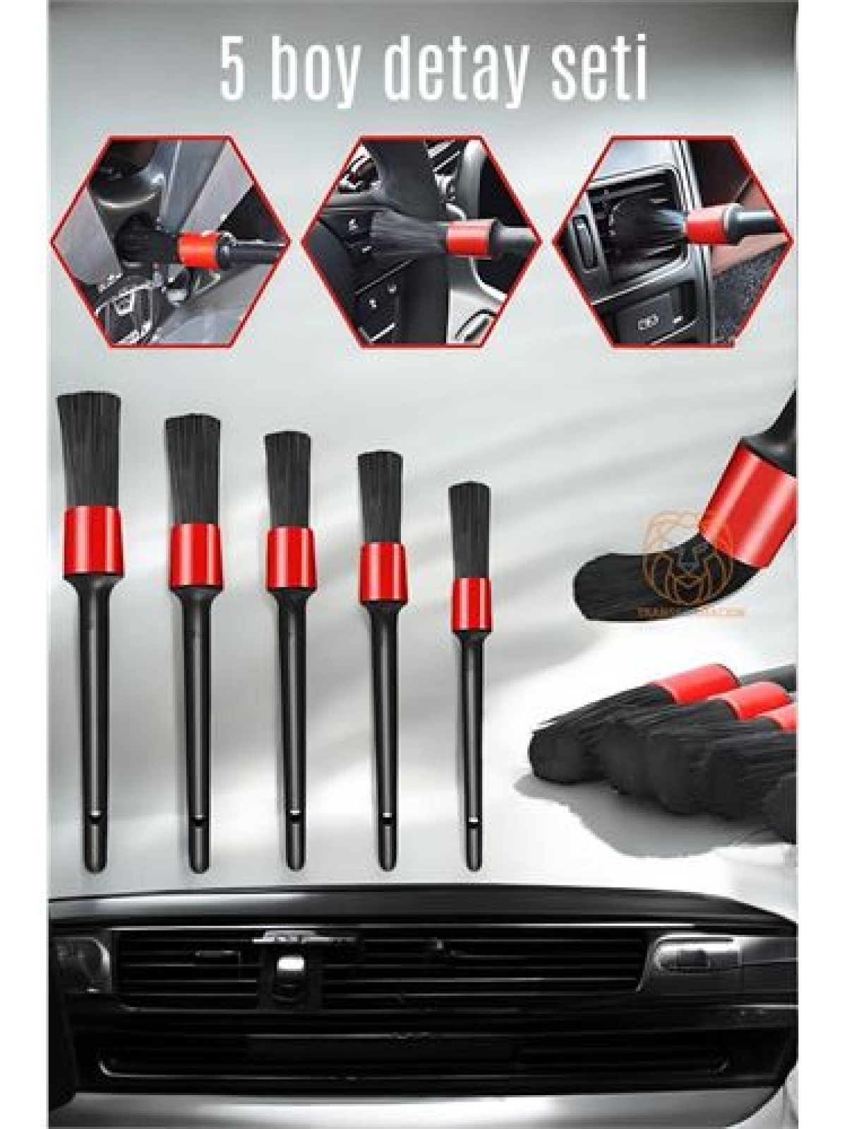 5 Boy Araç Detay Temizlik Fırça Seti Slalom Design