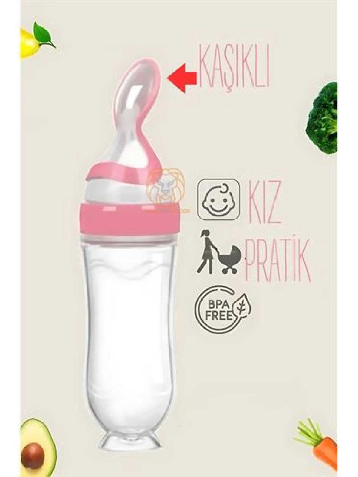 Kaşıklı Mama Silikon Biberon KIZ Bebek Besleyici