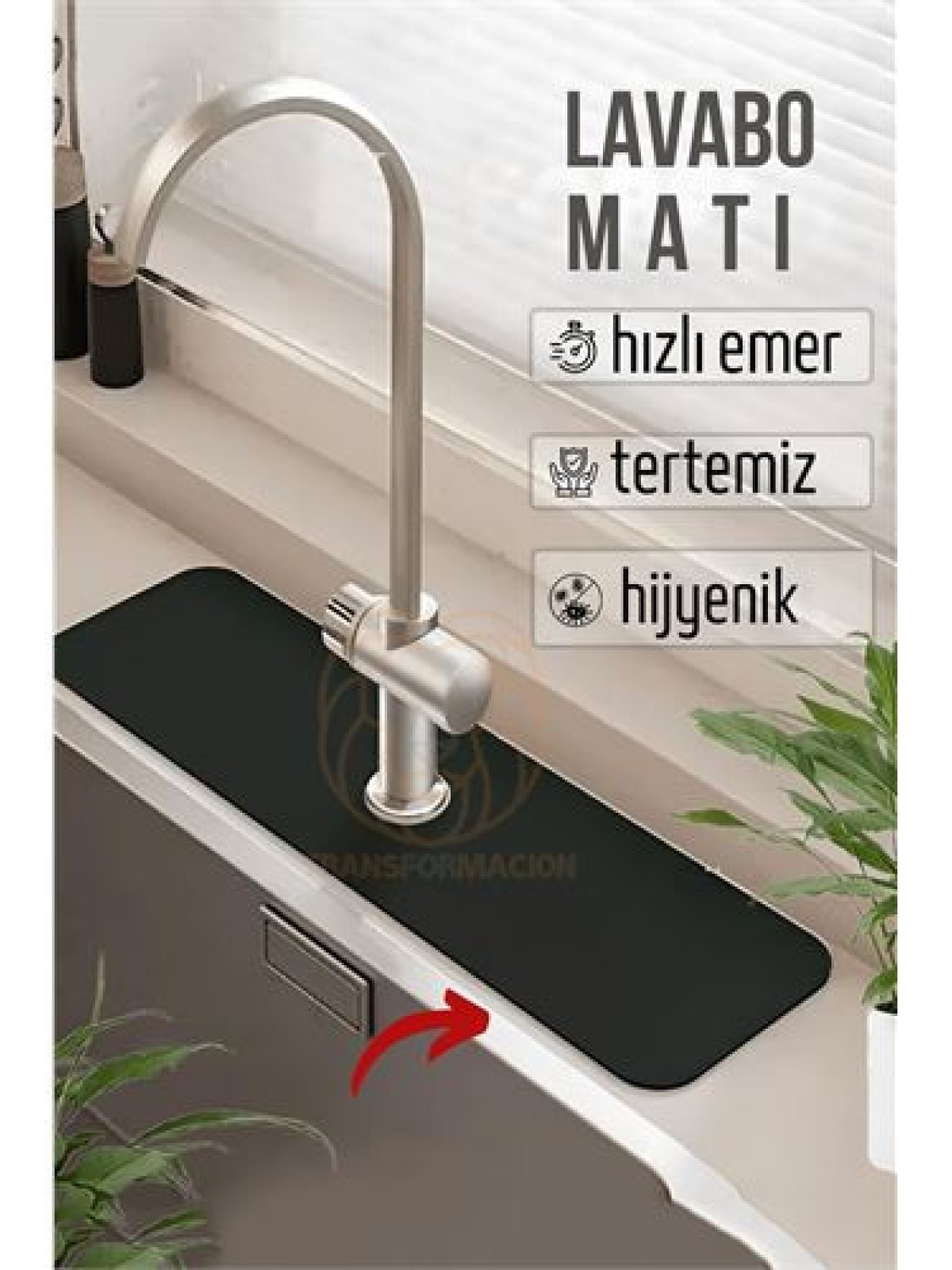 Su Emici Lavabo Matı Hızlı Emen Musluk Matı