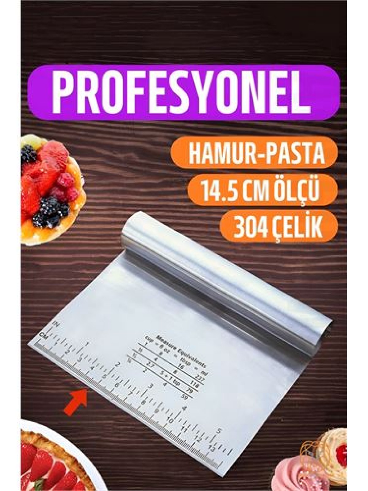 Hamur Kesici Spatula Profesyonel 304 Paslanmaz Çelik