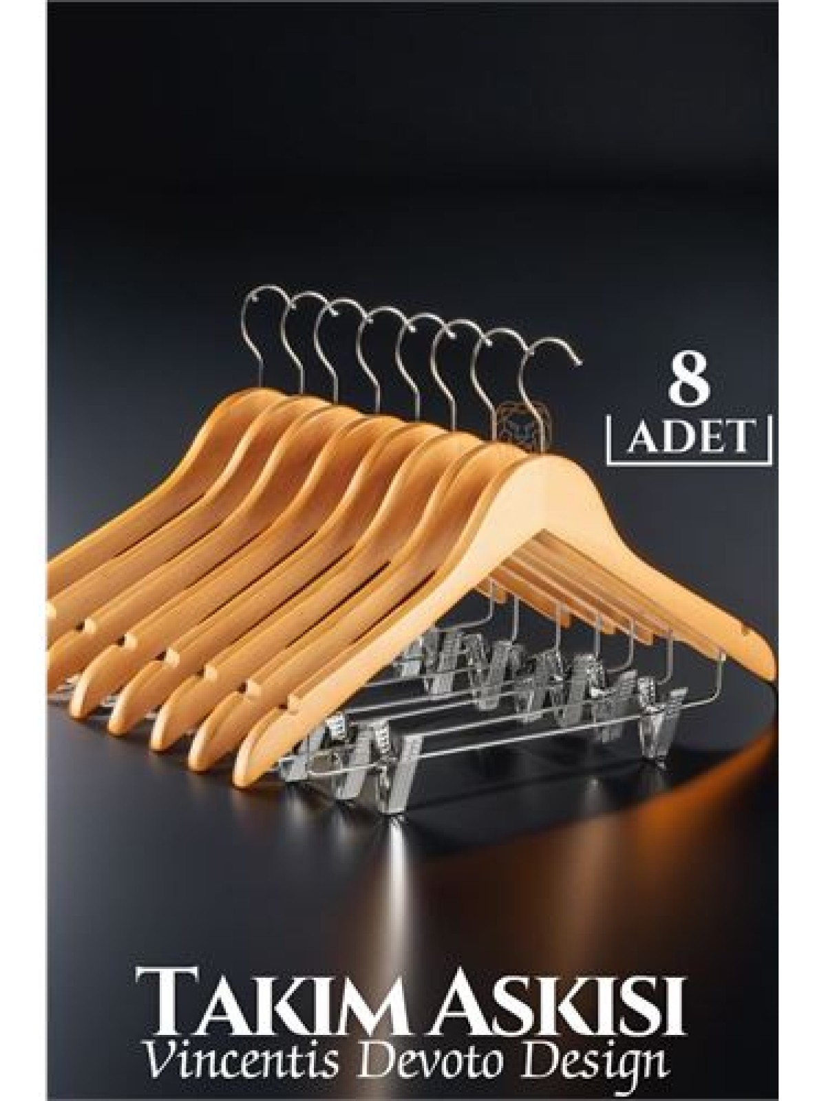 Takım Askısı Ceket Etek Pantolon Kıskaçlı 8 Adet Vincentis Devoto Design