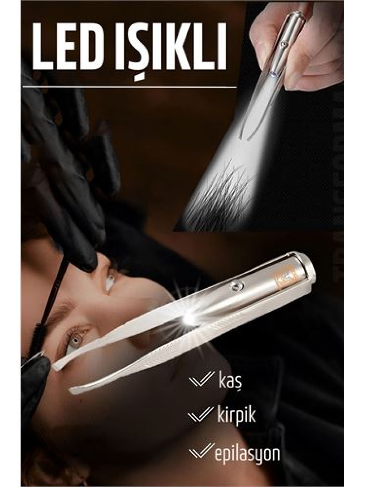 Led Işıklı Cımbız Kirpik Kaş Cımbız Epilasyon Cımbızı