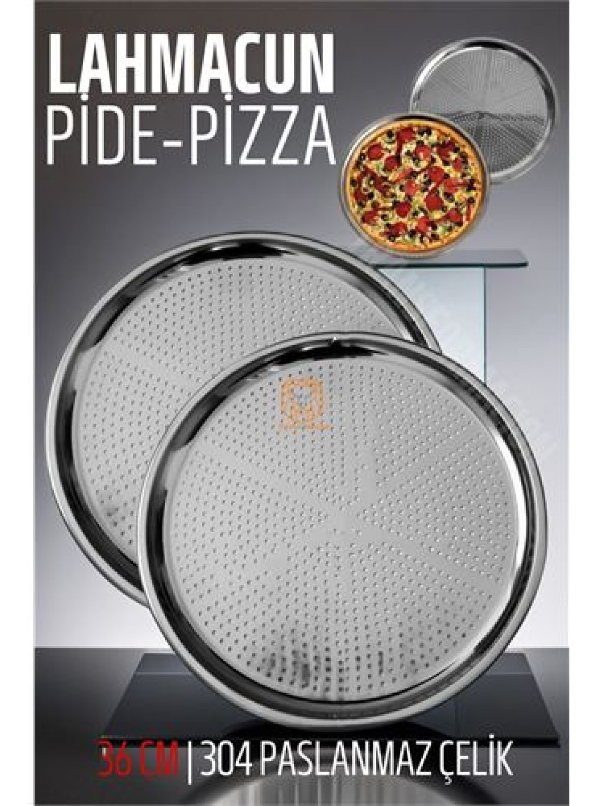 Lahmacun Pizza Pide Pişirme Tepsisi 36 CM 2 li SET