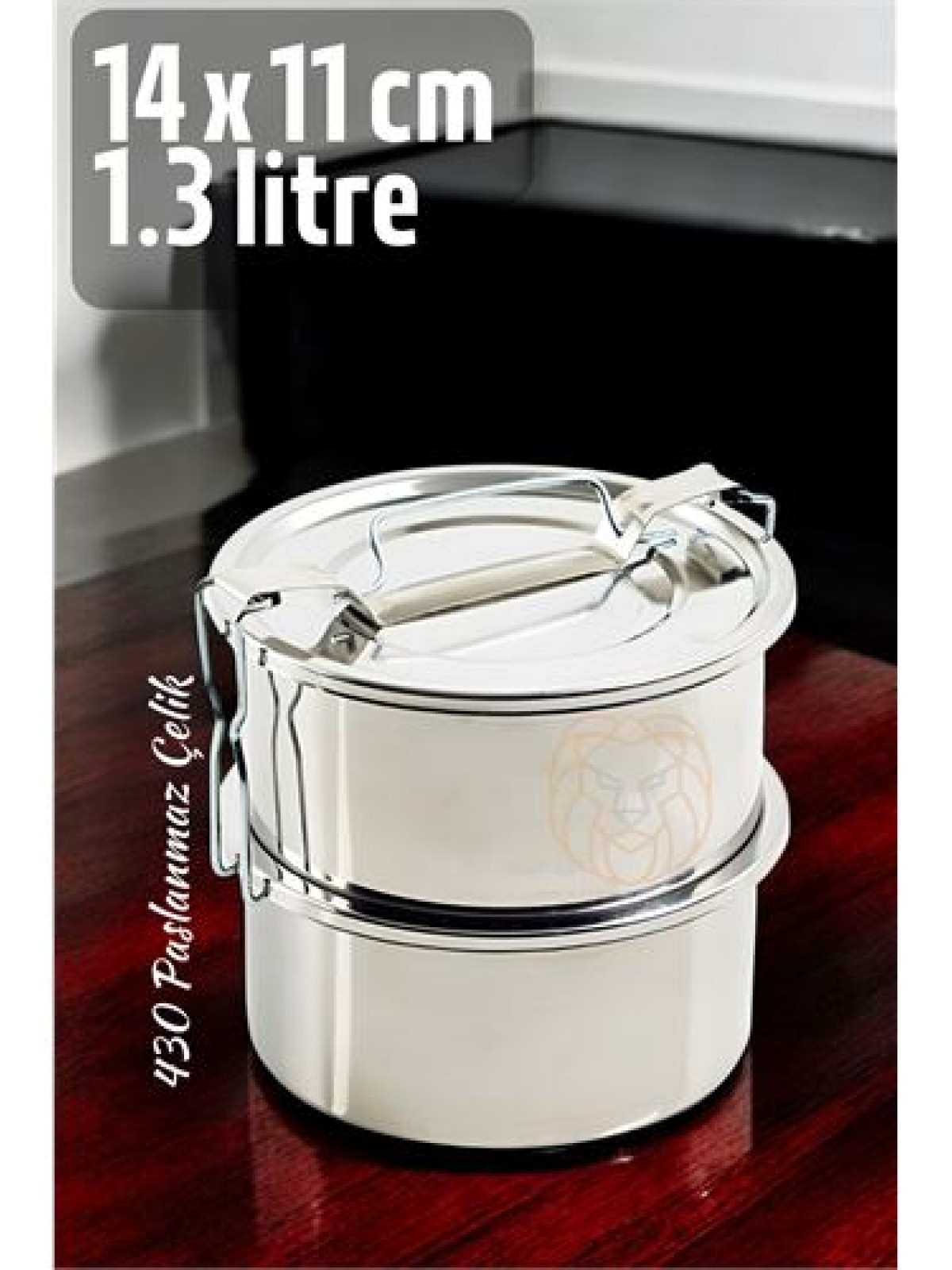 Sefer Tası Yemek Kabı Paslanmaz Çelik 2 Katlı 14 cm 1.3 LİTRE