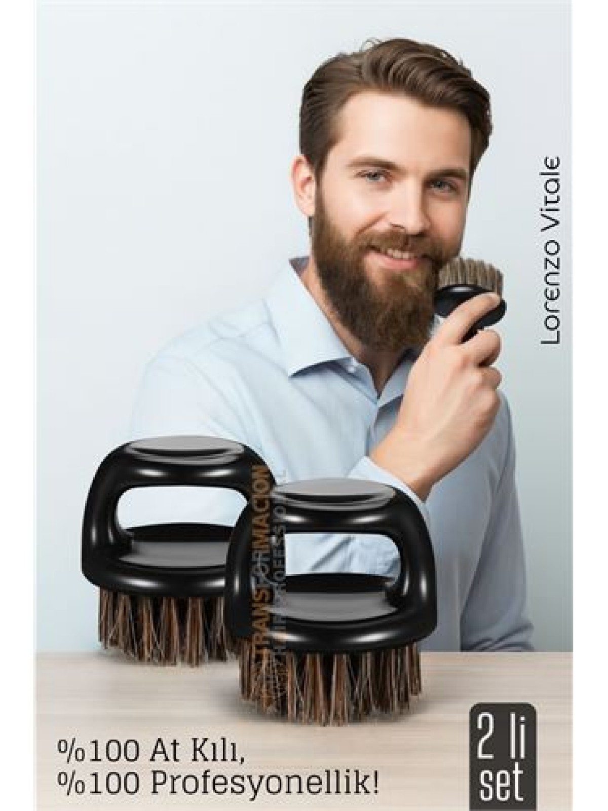 2'li At Kılı Sakal Tarama  Fırçası - Sakal Tarağı