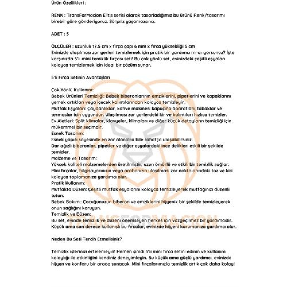 Mikro Fırça Klima Biberon Pipet Fırçası 5 Adet