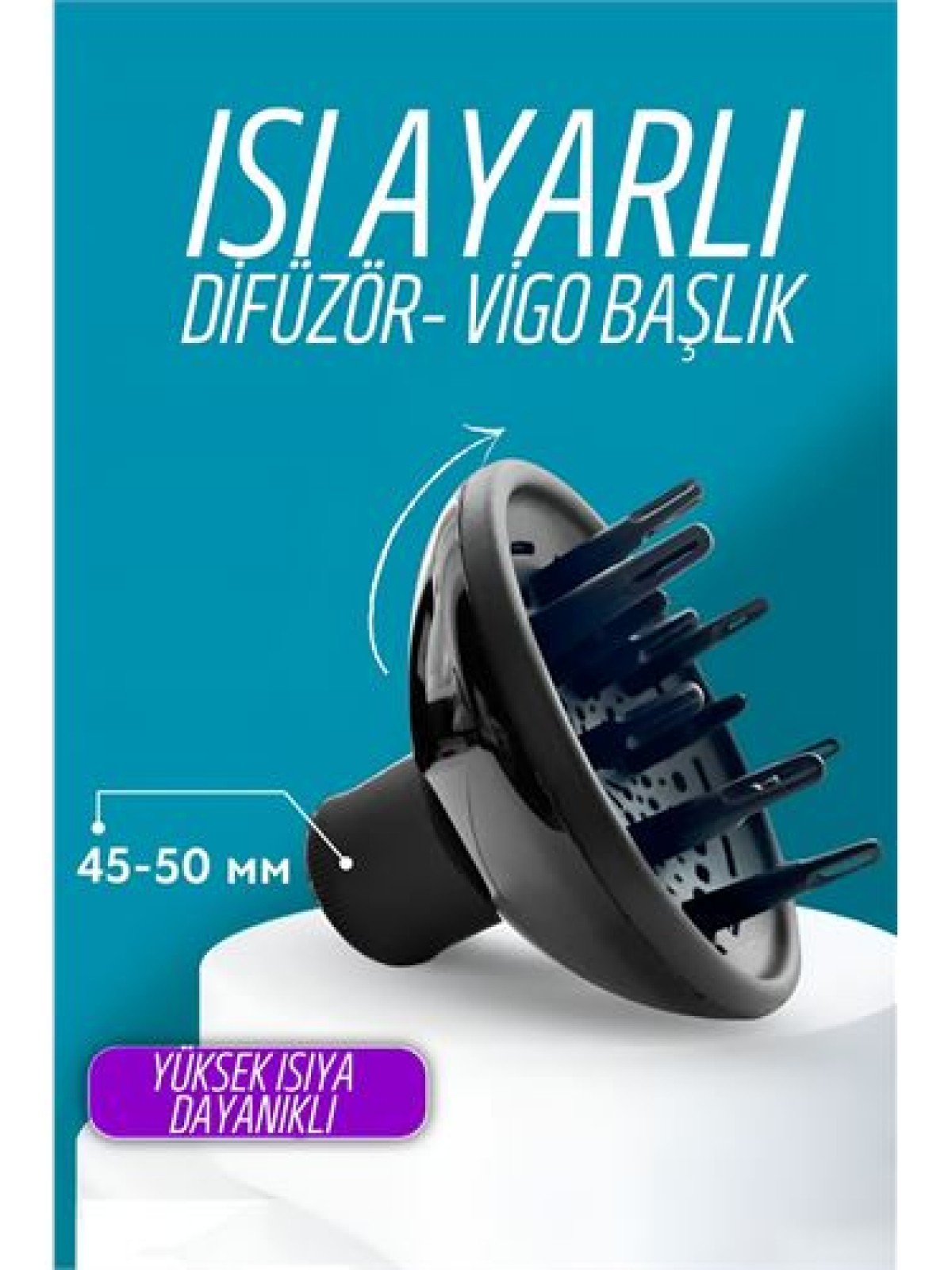 Isı Ayarlamalı Fön Için Difüzör Vigo Başlık Dönerli Profesyonel