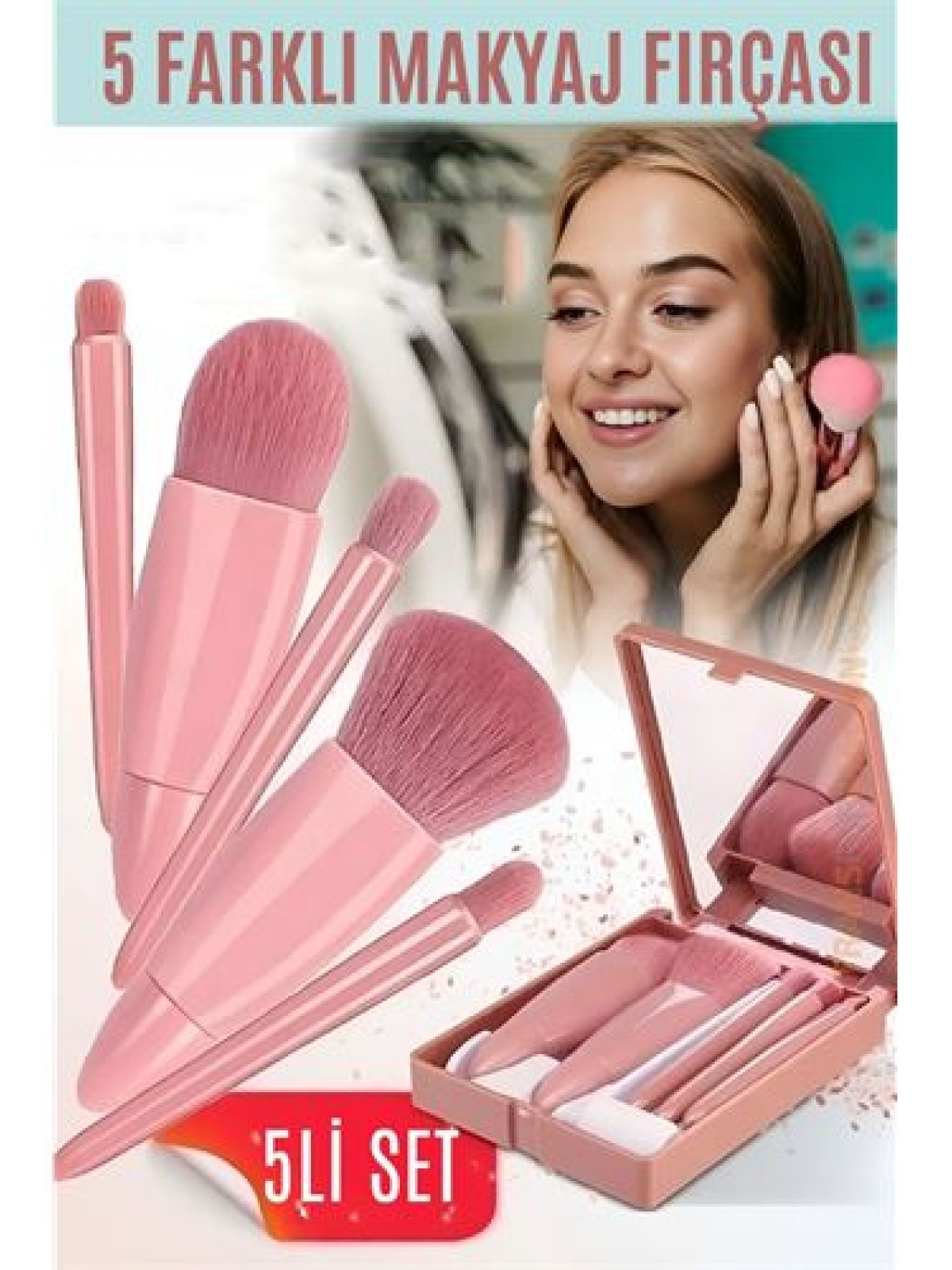 Makyaj Fırça Kiti Aynalı ve Kutulu Profesyonel Makyaj Kiti