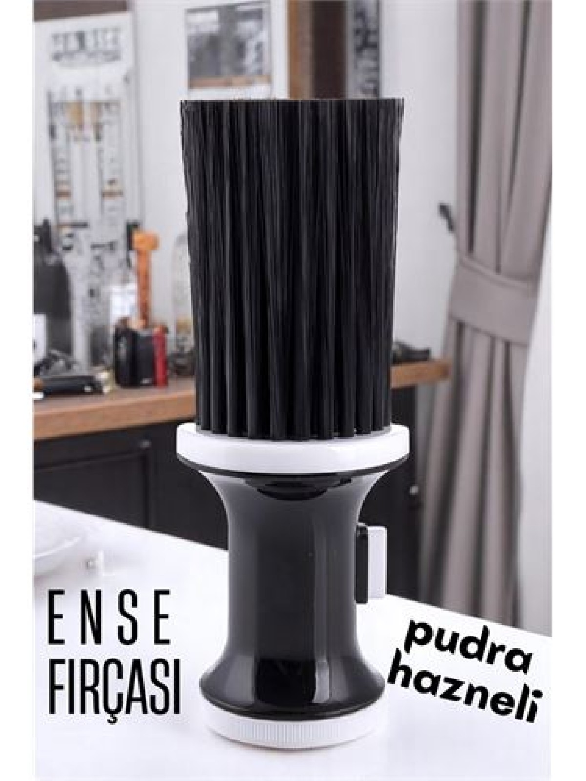 Pudra Hazneli Ense Fırçası Saç Temizleme Fırçası - Berber Temizlik Fırçası- Kuaför Berber Malzemesi