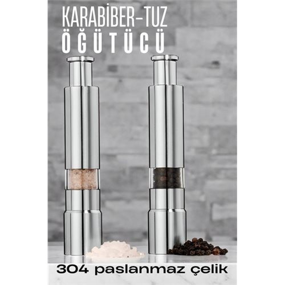 2'li Karabiber Tuz Öğütücü Profesyonel 304 Paslanmaz Çelik Manuel Baharat Değirmeni