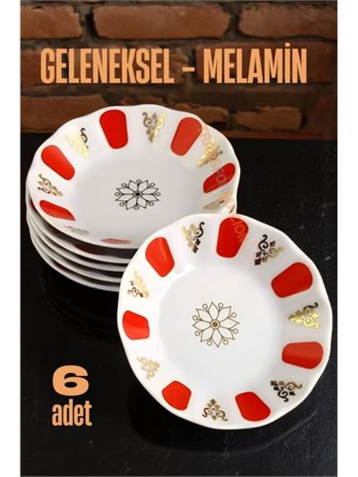 Melamin Çay Tabağı 6 Adet Geleneksel Türk Çay Bardağı Altlığı