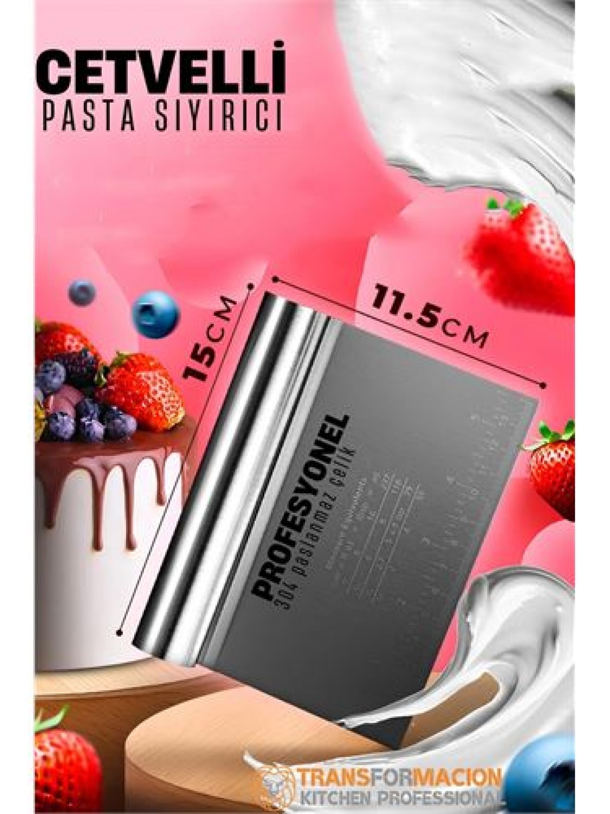 Pasta Spatulası - Profesyonel Hamur Sıyırıcı - Ölçü Cetvelli Pasta Hamur Spatulası