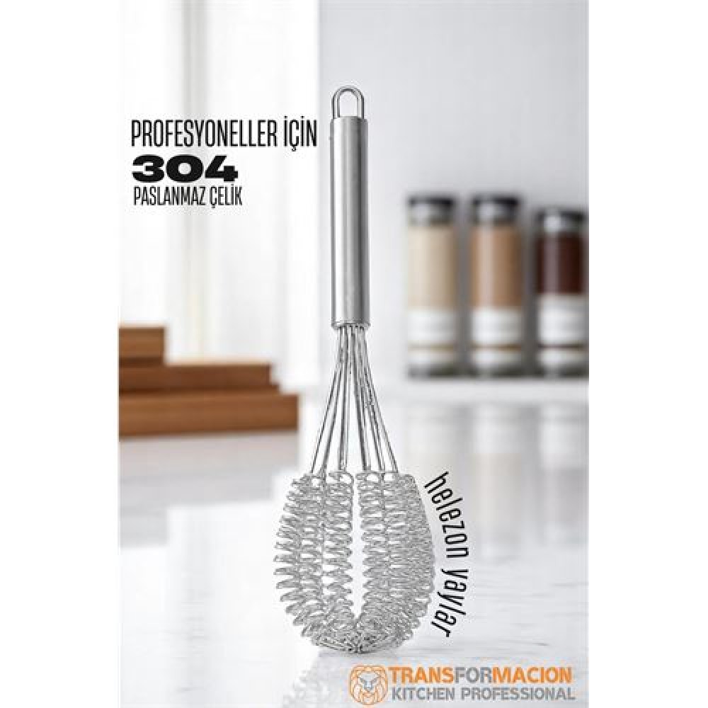 Helezon Yaylı Çırpıcı 304 Paslanmaz Çelik Makarna Çırpıcı Çırpma Teli