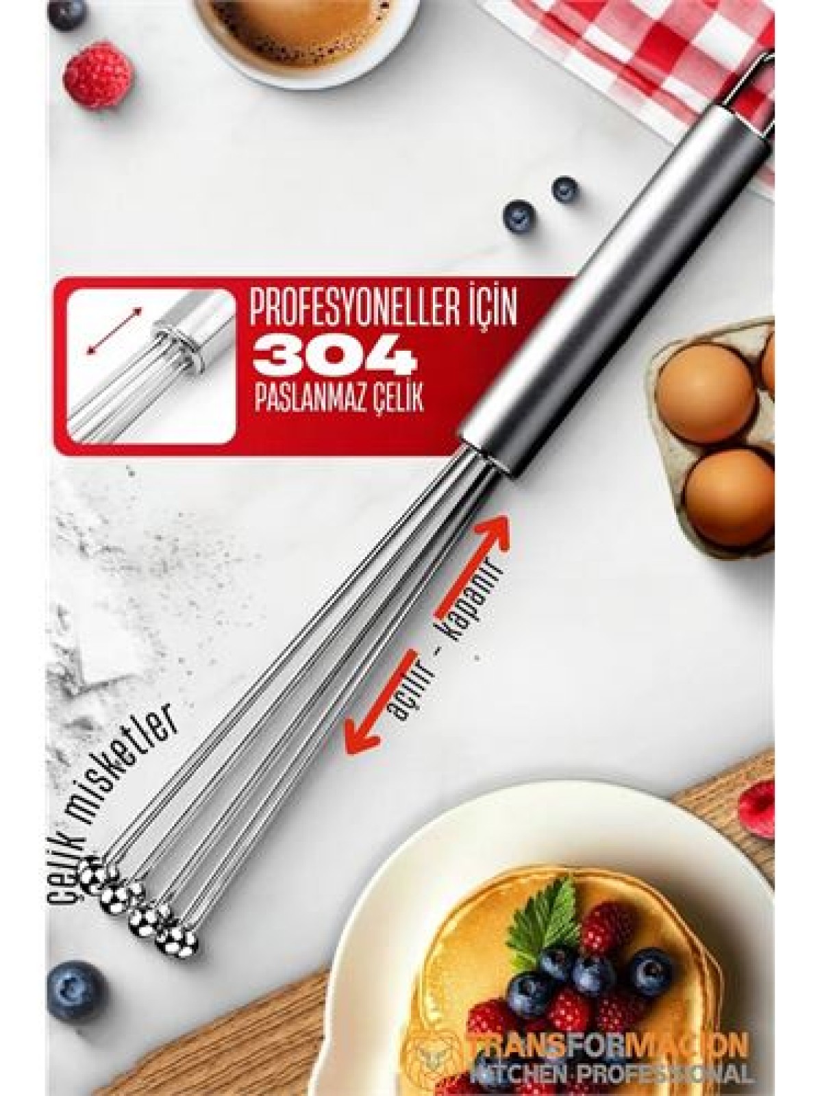 Çelik Misketli Yaylı Açılır Kapanır Çırpıcı 304 Paslanmaz Çelik Çırpıcı Çırpma Teli