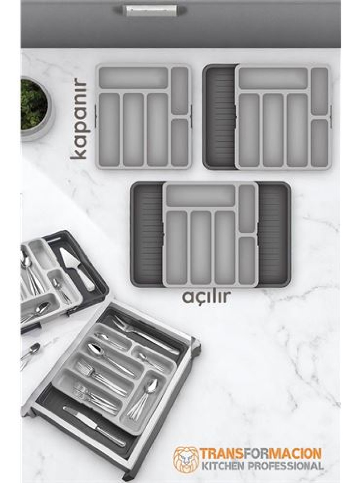 Çift Taraflı Uzayabilen Ayarlı Çekmece Içi Kaşıklık