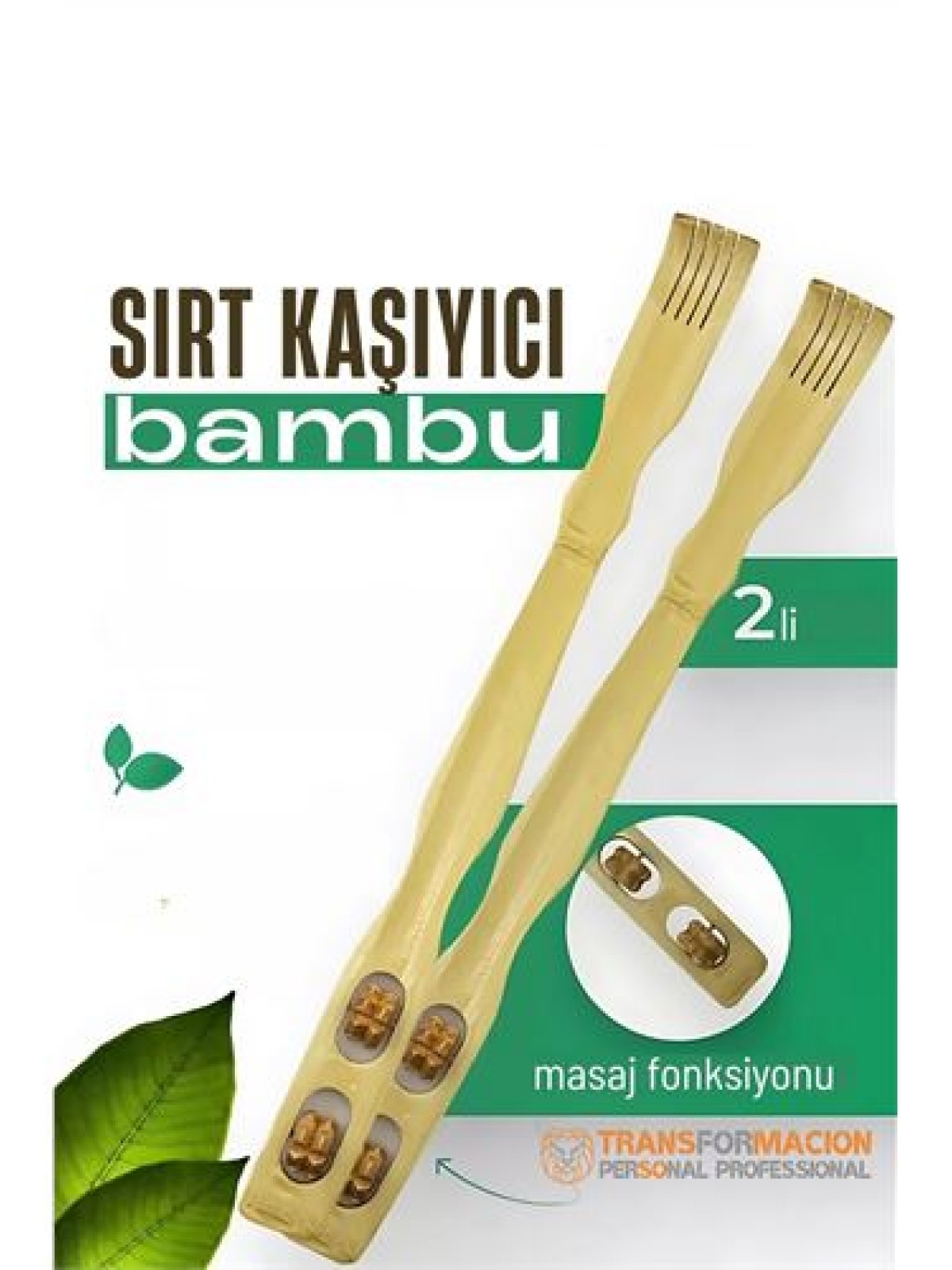 Masajlı Sırt Kaşıma Aparatı - Bambu Sırt Kaşıyıcı 2 li set